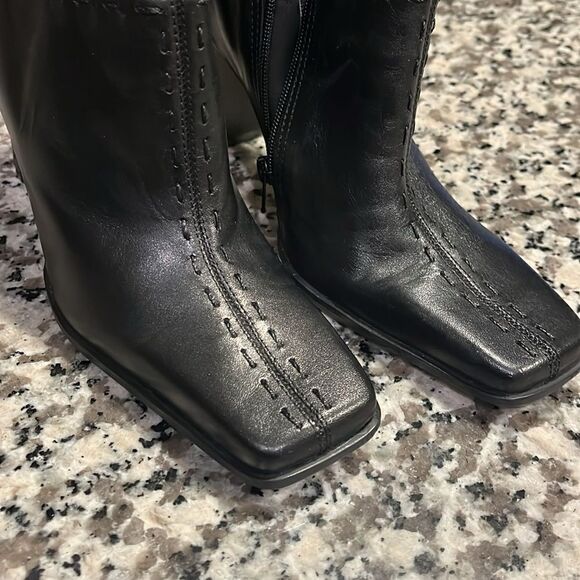 Bruno Valenti Leather‎ Ankle Boots Square Toe Size 6 Black - Picture 2 of 10